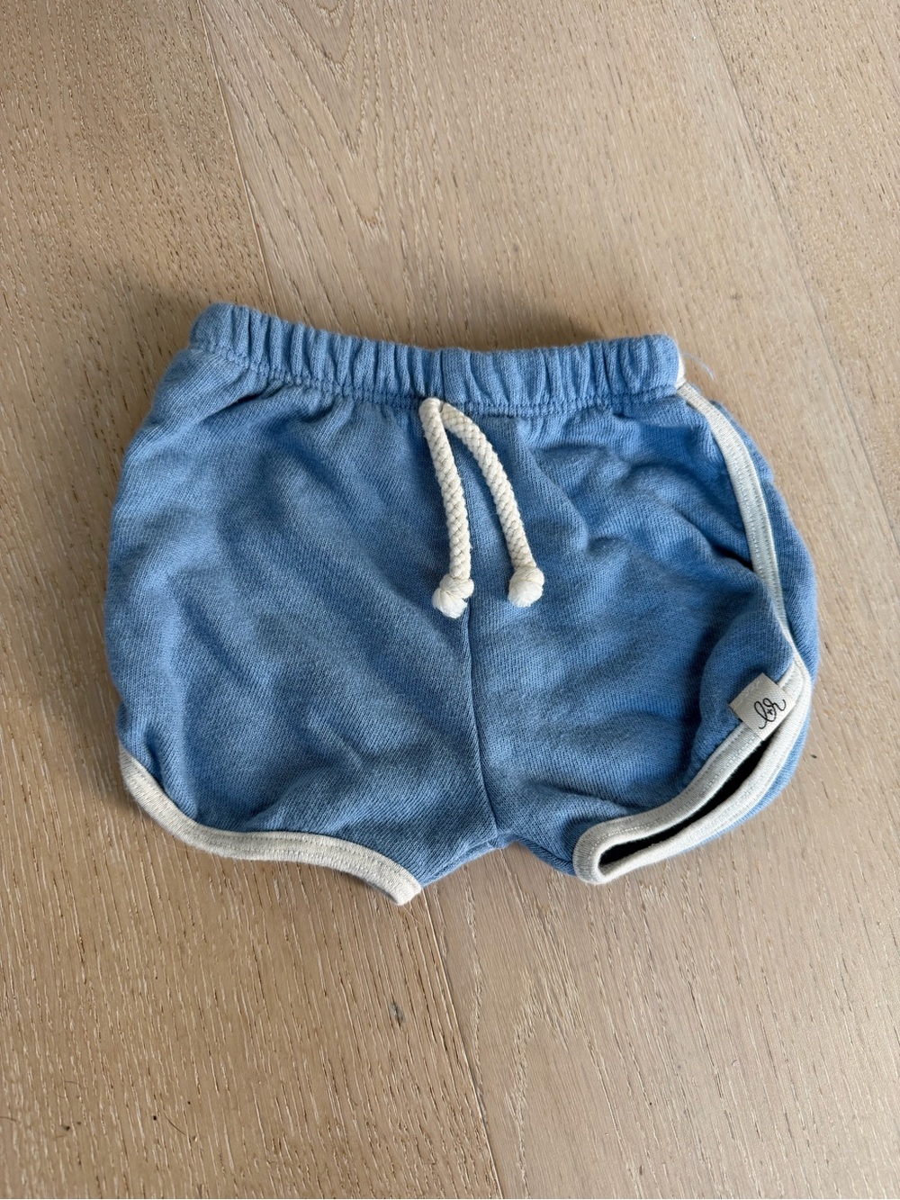 Lulu + Roo Blue Baby Drawstring Sporty Shorts with Trim